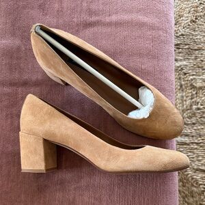 Margaux The Heel Tan Suede Block Heel Pumps